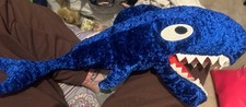 IKEA Shark Blue Plush Korall Haj Rare Large Mouth HTF Stuffed Animal Vintage