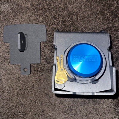 Proven Lock Steering Wheel Lock Box Safe w/ Keys, Mounting Plate, Blue Dial