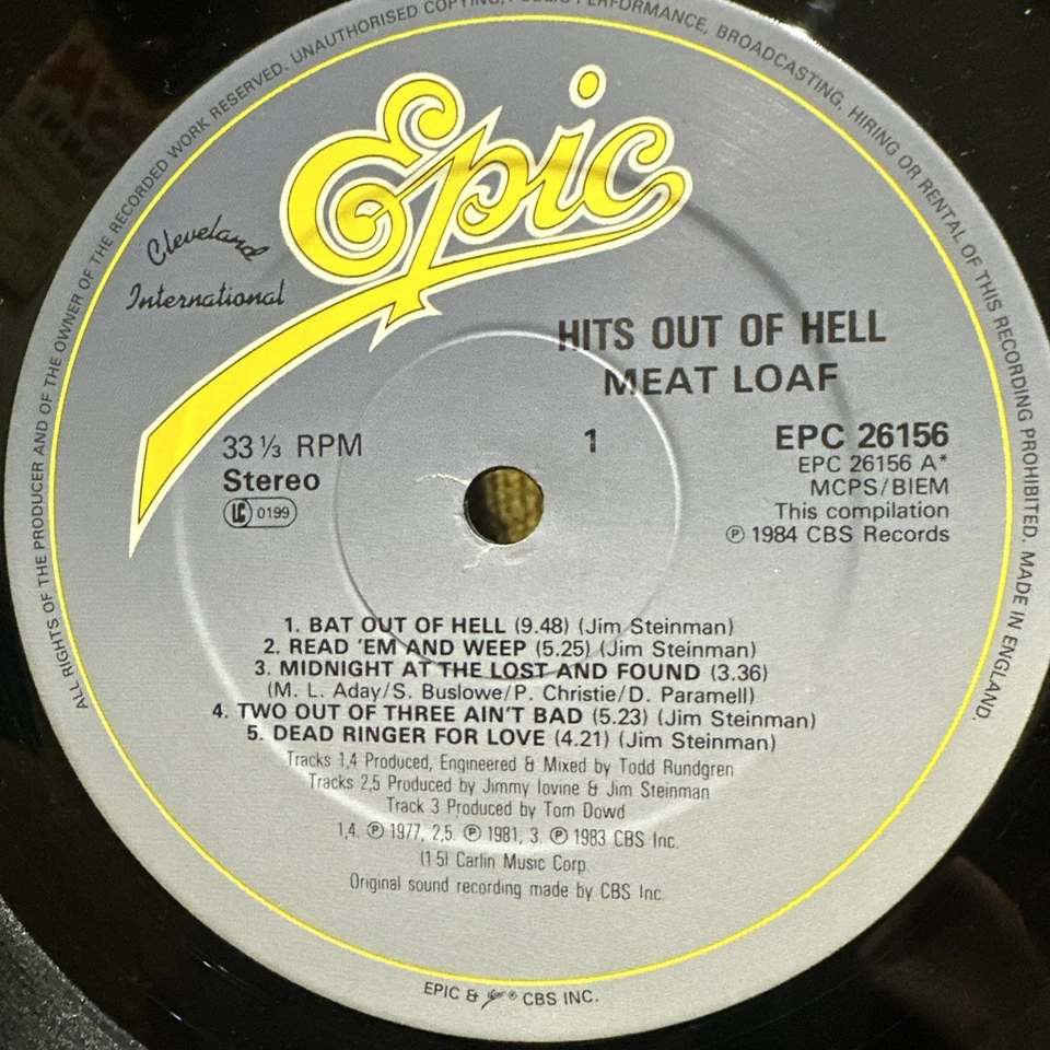 MEAT LOAF - HITS OUT OF HELL (1984 LP) 1ST UK PRESS Bat Out Of Hell, Dead Ringer - Image 4 of 4