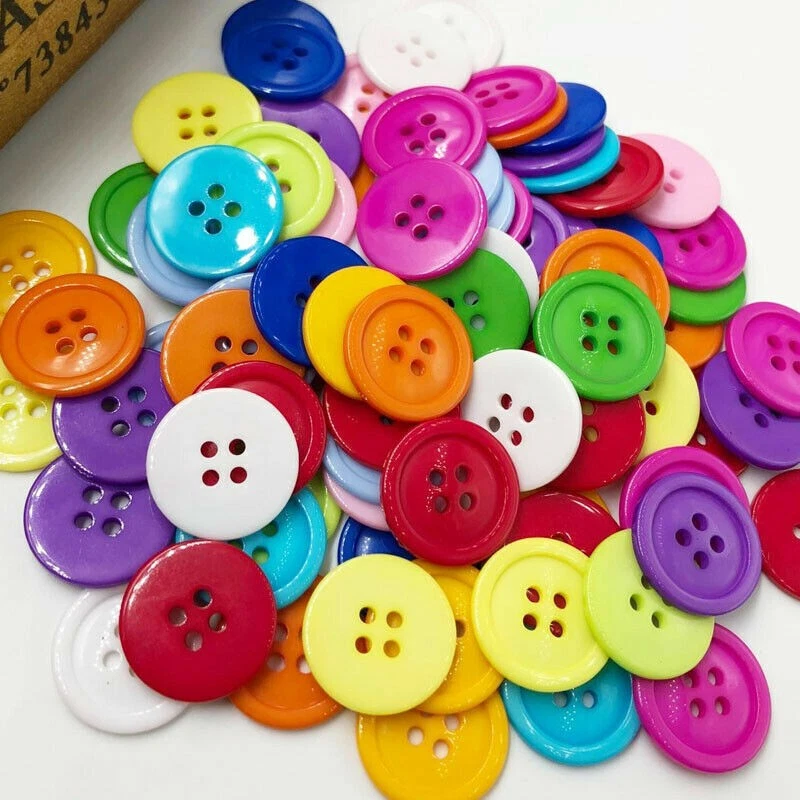 Buttons 100pcs 20MM wood Shirt Flatback  Mix Color 4 Holes - Image 2 of 4