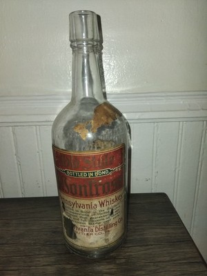 Pre Prohibition Pennsylvania Montrose Rye Whiskey Bottle W/ Paper Label