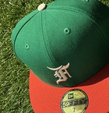 Size 7 Fear of God Essentials x New Era 59Fifty Fitted Cap 'Kelly Green/Orange'