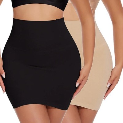 Built-in Thongs Control Slips Women Shapewear Tummy Control Smooth Half Skirts