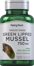 Piping Rock Green Lipped Mussel 750mg 120 Capsules Human Supplement, New Zealand