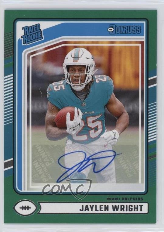 2024 Panini Donruss Rated Rookie Green Auto Jaylen Wright #344 Auto 10yl