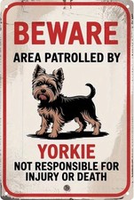 Beware of Dog for Fence Warning Yorkie Tin Metal Signs Home D cor 8x12