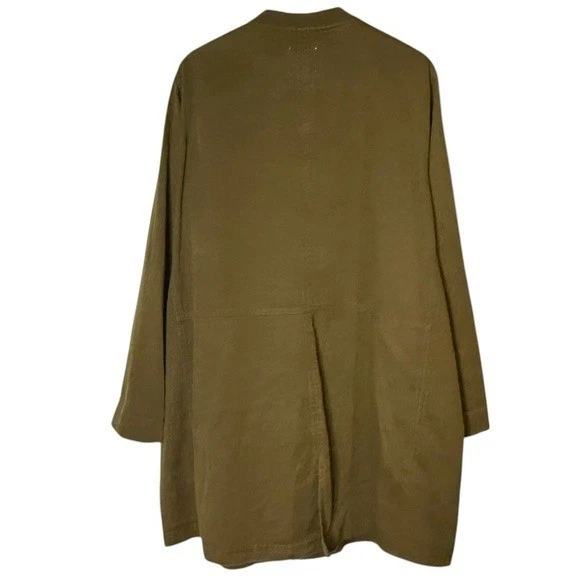 Sejour Full Zip Snap Canvas A-Line Jacket Coat Size 2X Army Green Outdoor Casual - Image 2 of 4