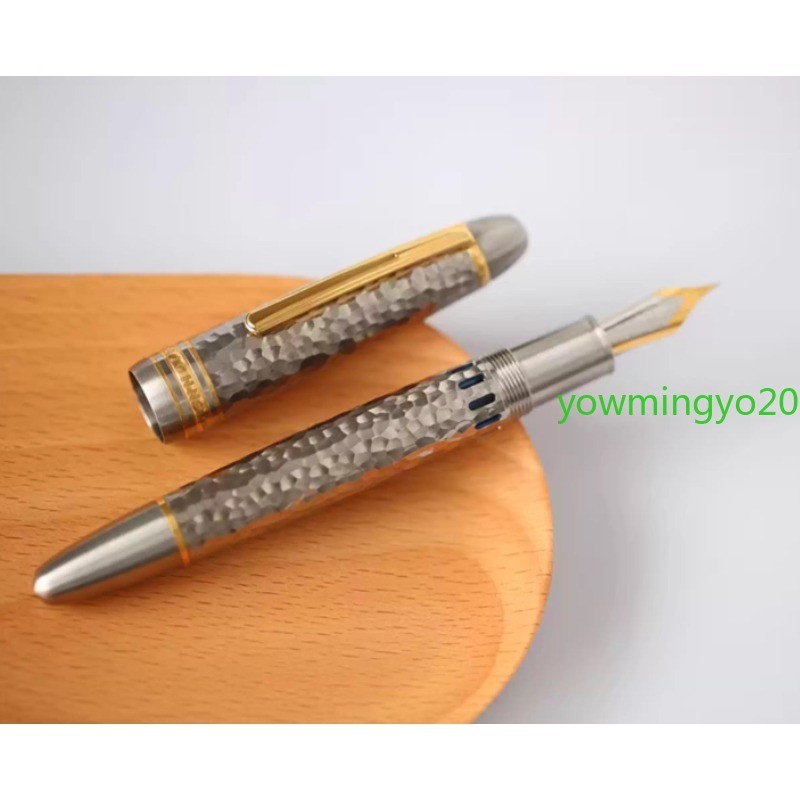 Titanium Alloy 136 Piston Fountain Pen Hammered Finish Steel Nib F (0.5mm) Gifts