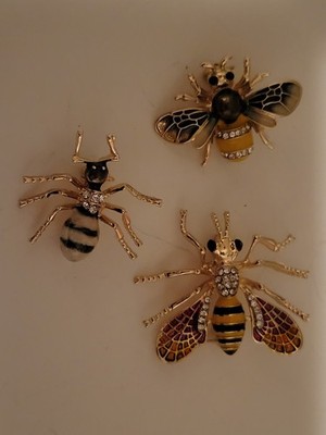 Rhinestone Bee Hornet Ant Bug Insect Brooch Pin Lapel Lot CA USA E600-10
