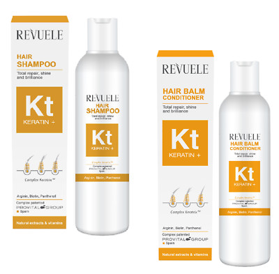 2tlg.Set REVUELE KERATIN+ Haar Shampoo 200ml  + Balm Spülung 200ml