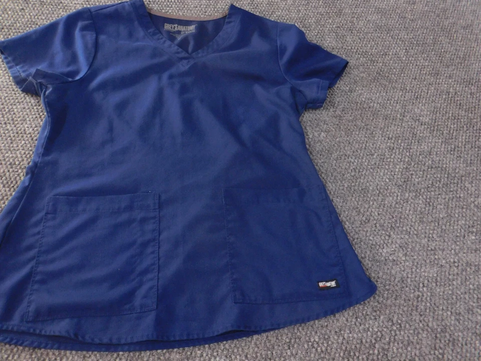 greys anatomy scrub top medium blue womens healthcare medical barco stretch - Image 4 of 4