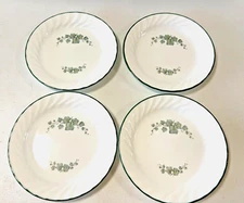 4 Corelle Callaway Green Ivy Design 7" Bread Salad Plates USA