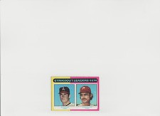 1975 Topps Baseball #312 Nolan Ryan & Steve Carlton Strikeout Leaders