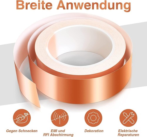 20m DIY Kupferband Selbstklebend Kupferband Gegen Schnecken Kupferfolie EMI FR - Picture 2 of 11