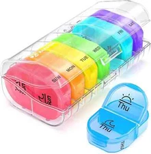 Pill Box 2 Times a Day, Weekly Pill Organizer AM PM Case to Hold Vitamin, Medici