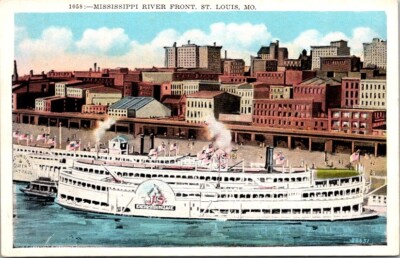 Postcard Mississippi River Front JS Excursion Palace St. Louis Missouri MO  Y225