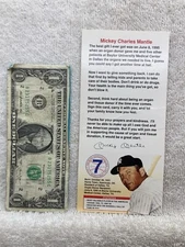 1990s Mickey Mantle Organ Donor Organization Information Card Vtg