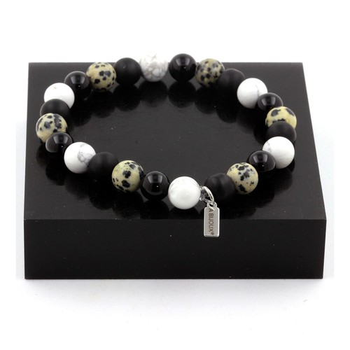 Bracelet perle homme agate noire personnalisable | Mon Espiègle Tribu