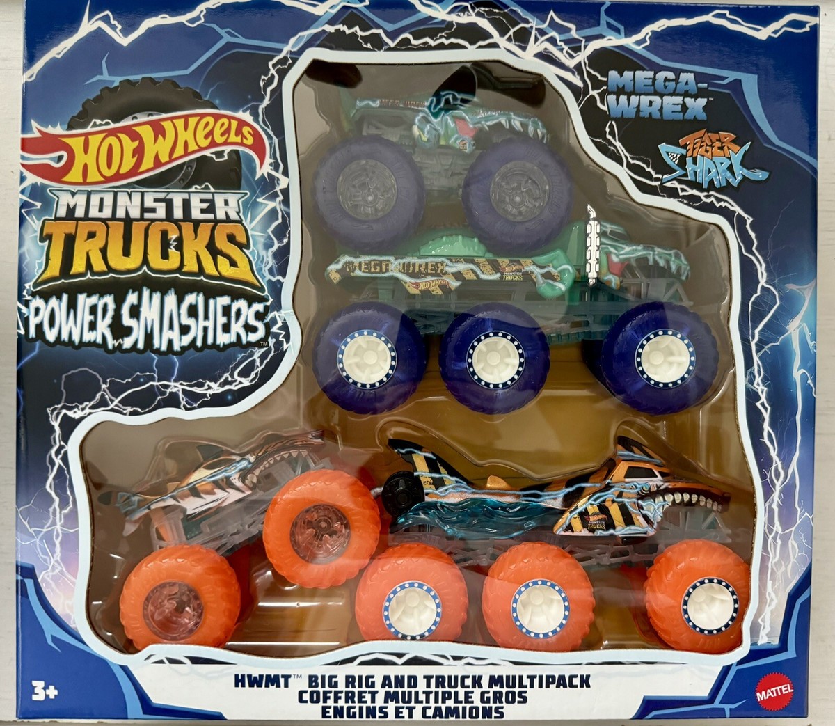 Hot Wheels Monster Trucks Power Smashers Tiger Shark Mega Wrex