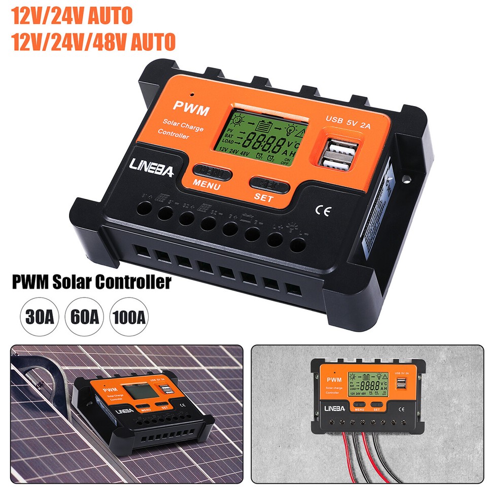 HQST 30A 12V/24V PWM Flush Mount Solar Charge Controller Solar Regulator Negative Ground with Back lit Display for Lithium, Sealed, Gel, Flooded Batteries HQST 30A 12V/24V PWM Flush Mount Solar Charge Controller Solar Regulator Negative Ground with Back lit Display for Lithium, Sealed, Gel, Flooded Batteries