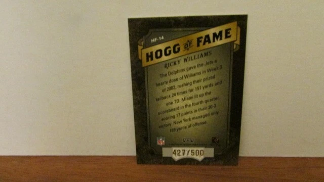 2003 Playoff Hogg Heaven of Fame Ricky Williams /500 Miami Dolphins - Image 4 of 4