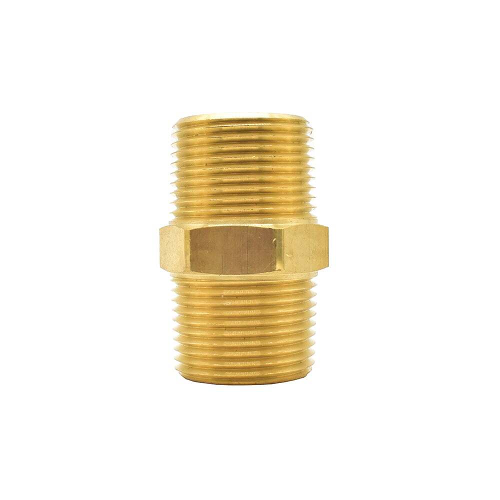 1" NPT Male Brass Hex Nipple pipe fitting air fuel gas water - FA919-9