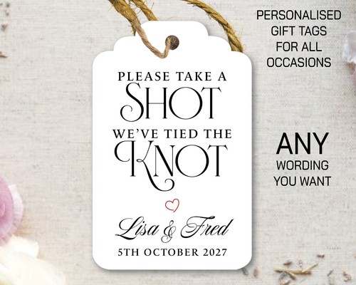 Personalised Wedding Bride Favour Tied the Knot Thank you Gift tags Swing tag 06 - Picture 4 of 5