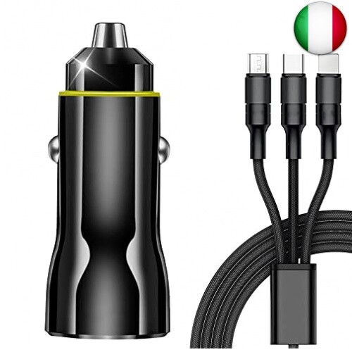 LEICKE Caricabatterie Auto USB KFZ 30W / QC 3.0, Caricatore Auto USB 2 porte