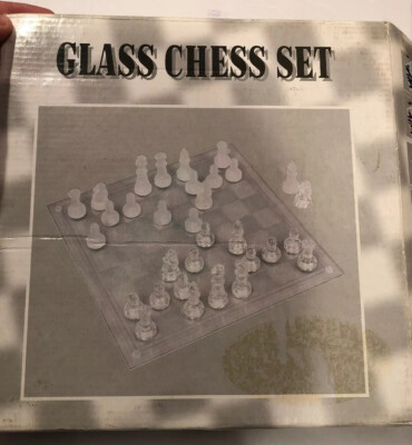 New 8  X 8  Glass Chest Set Complete Box Has Some Wear But Set Is New.