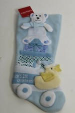 Holiday Home Baby's 1st Christmas Boy Stocking Blue NWT