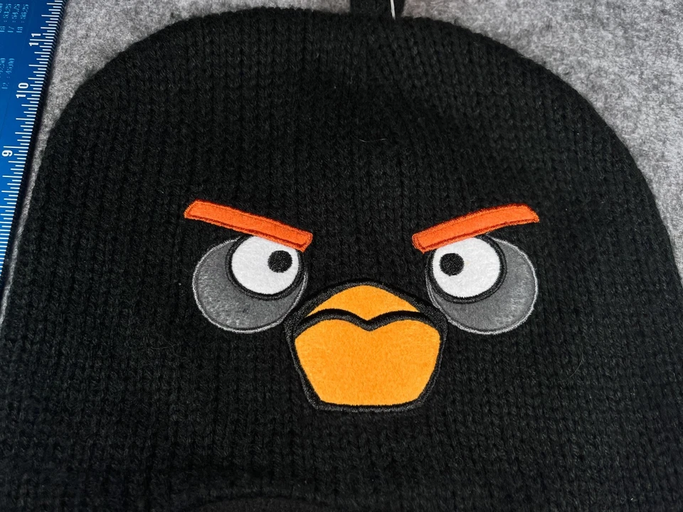 Angry Birds Bomb Beanie Toque Youth Tamanho Único Preto Acrílico Poli Abas de Orelha Pom - Imagem 3 de 4