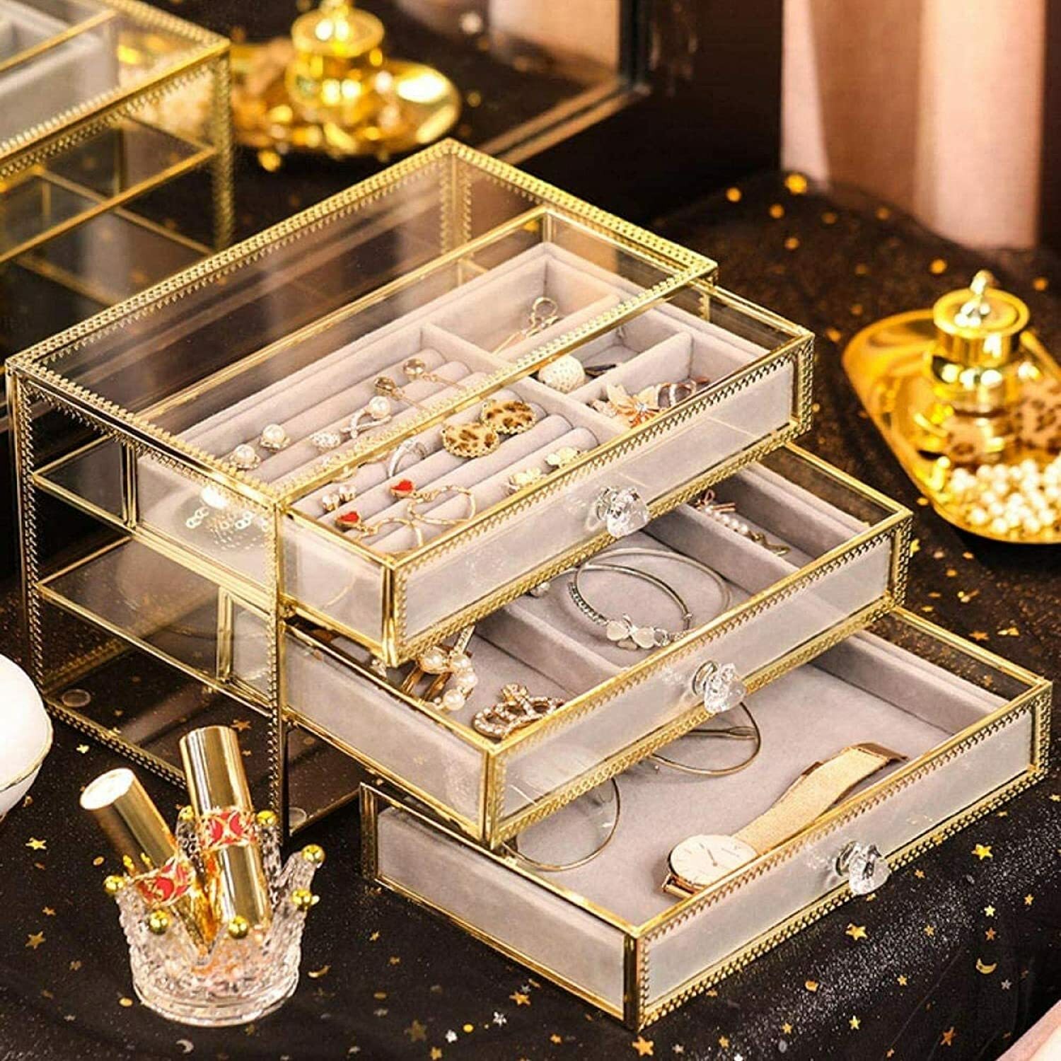 Large Glass Jewelry Box