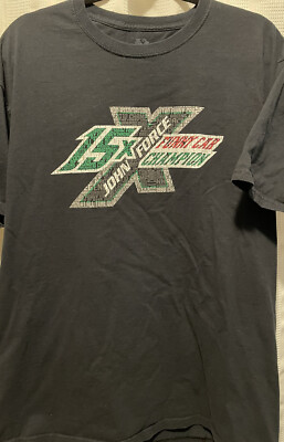John Force 15X Funny Car Champion Men's XL Black T-Shirt - 100% Cotton