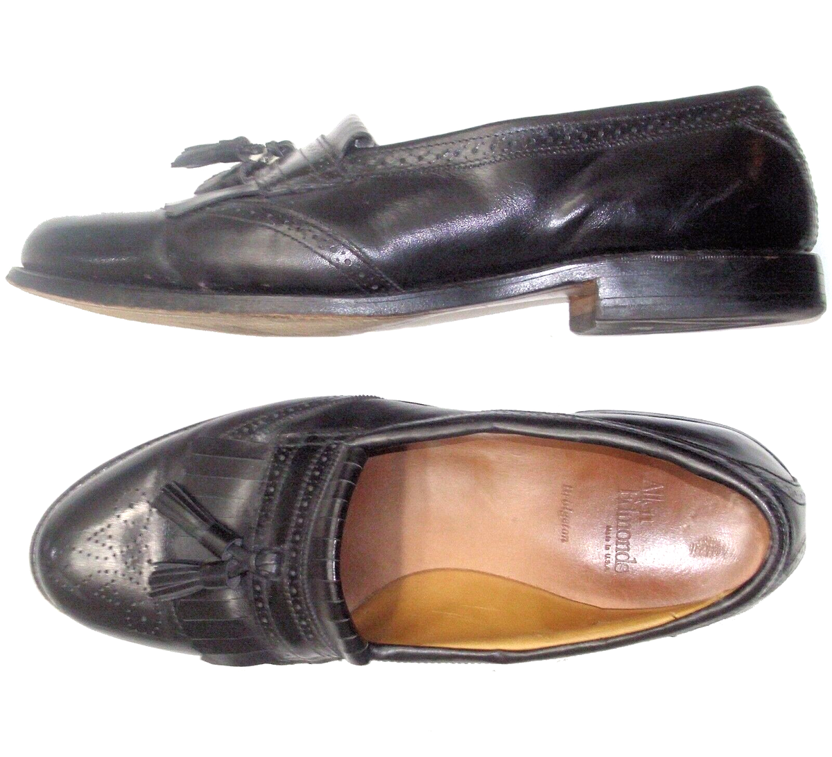 Allen Edmonds Bridgeton Black Penny Loafer Wing Tip Tassel Slip On Brogue 12C Vintage Allen Edmonds Bridgeton Tassel Loafer Shoes Cordovan  main image 2