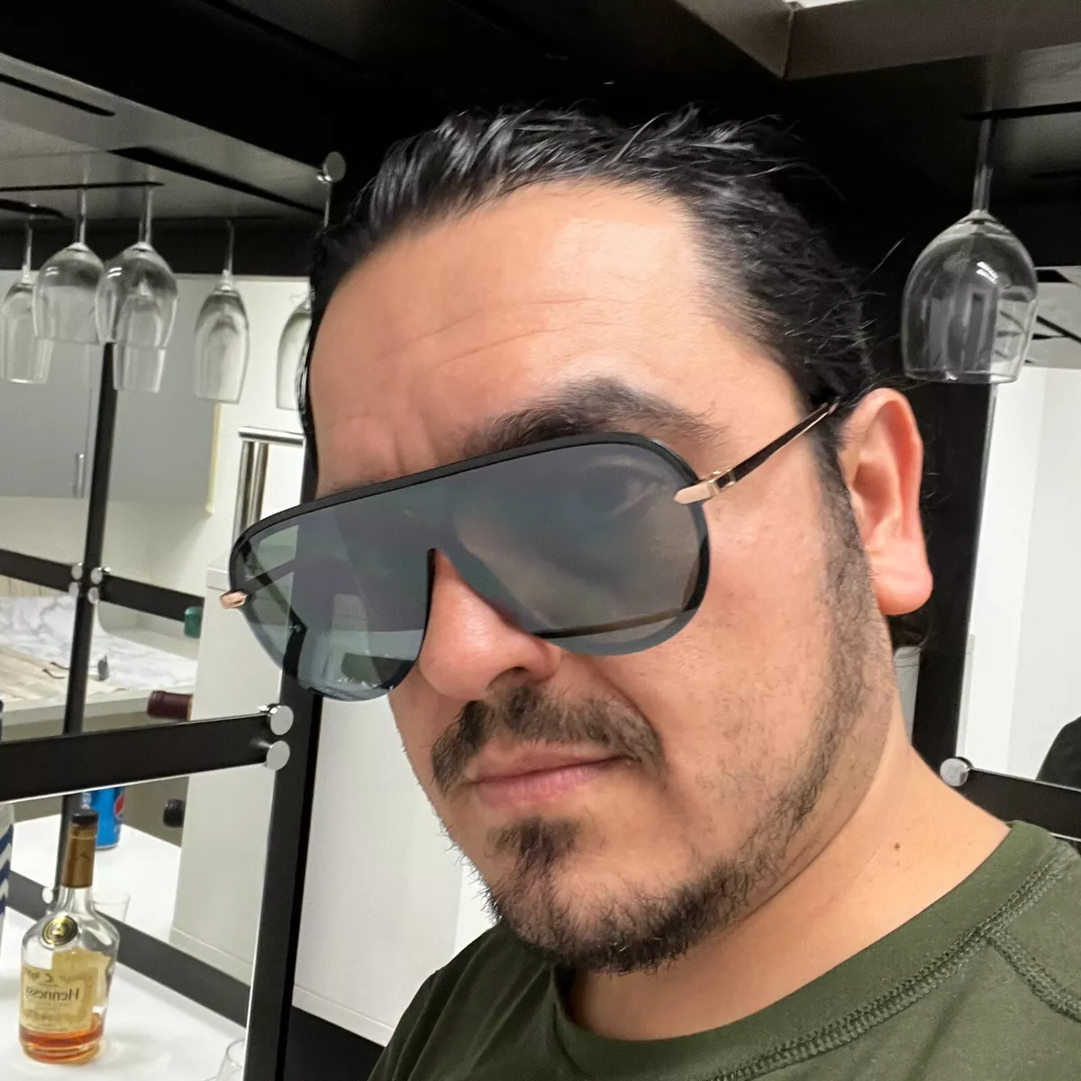 Mens designer top round sunglasses