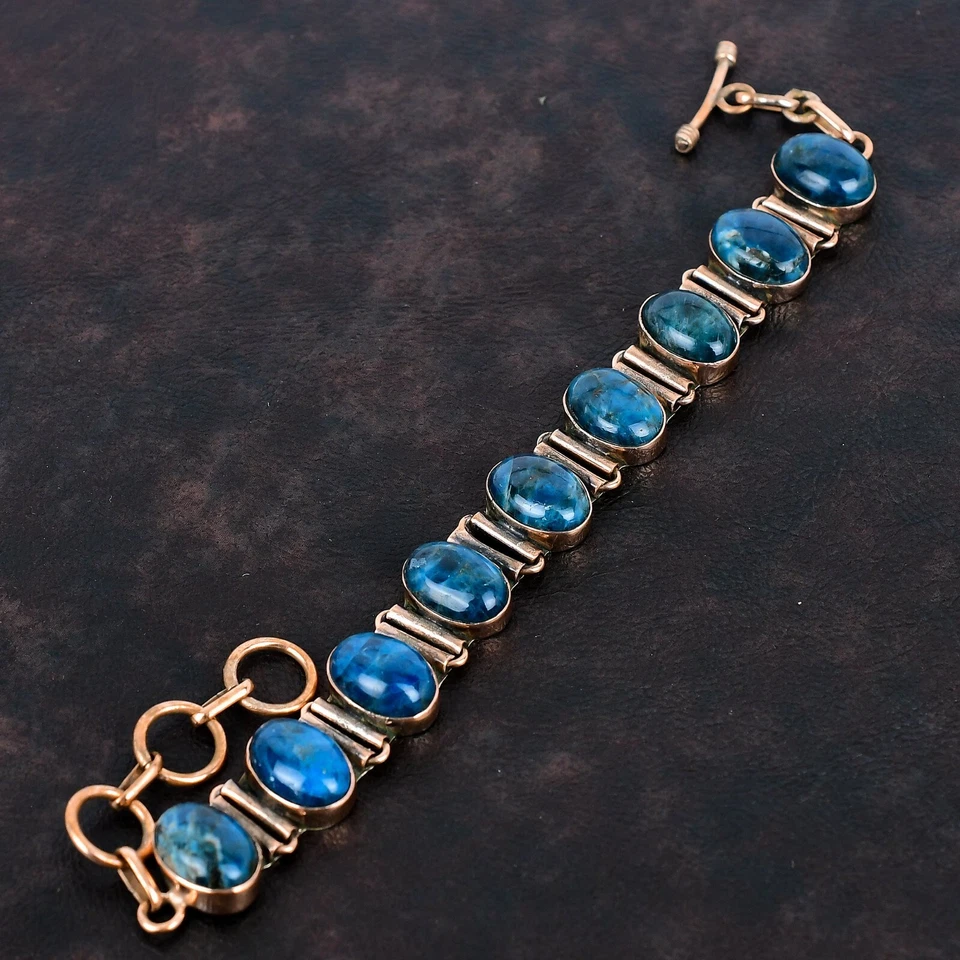 Venta de Pascua Neón Apatita Piedras Preciosas Cobre Boda Cadena Moda Pulsera Joyería Foto 3 de 4