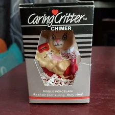 Caring Critter Chimer Mamma Bear Child Christmas Tree Ornament Bisque Porcelain