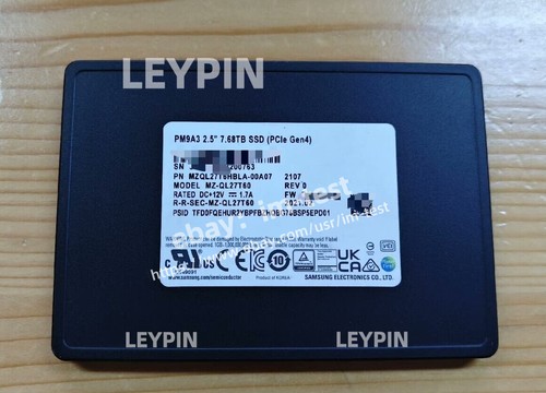 7.68TB SSD PM9A3 Samsung U2 NVME MZ-QL27T60 PCIE MZQL27T6HBLA-00BAL GDC51Z2Q#im - Afbeelding 2 van 3