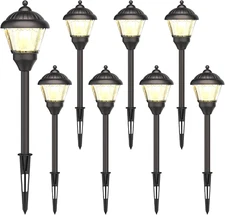 Pathway Lights 1.5W LED 8PK Outdoor Low Voltage Landscape Lighting Kits 100Lumen