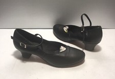 1-Day Ship EUC Capezio Mary Jane Black Leather Dance Shoes Womens 7 B