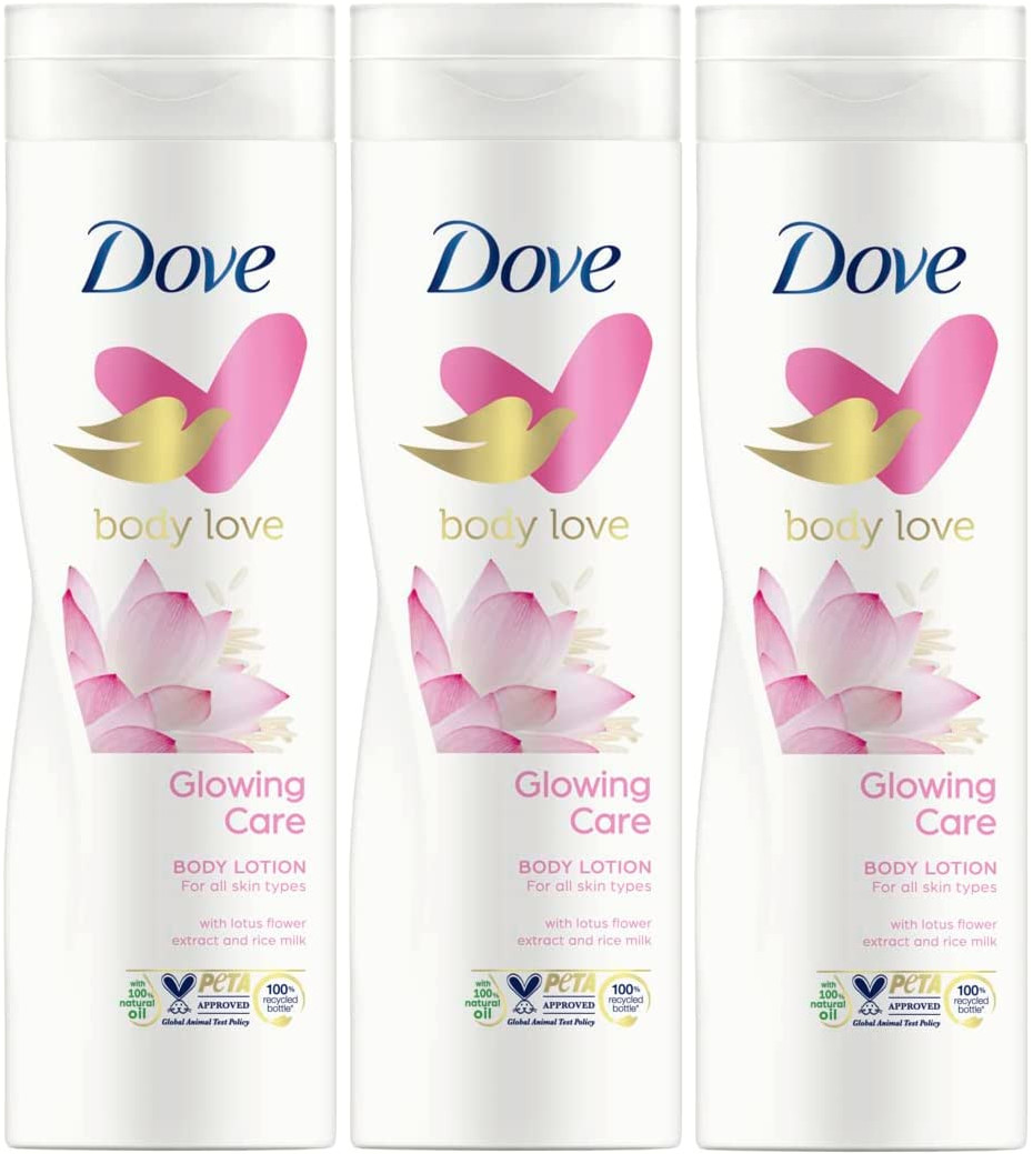 3 x Dove Body Love Glowing Care Body Lotion Cream Lotus Flower Rice Milk 250ml - Image 4