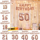 Rose Gold Happy Birthday Foil Balloons Tinsel 16th 18th 21st 30th Age Decoration