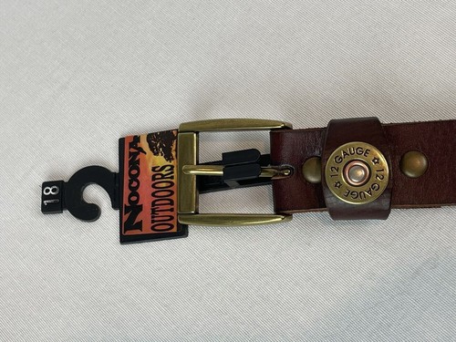 Nocona Belt Co. Brown Leather Belt Kids Size 18 Rifle Shells Brass Buckle - Picture 7 of 8
