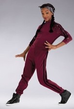 Weissman Dance Costume 12120 XLA Rescue Me Burgundy Jumpsuit Bra Bandana Hip Hop