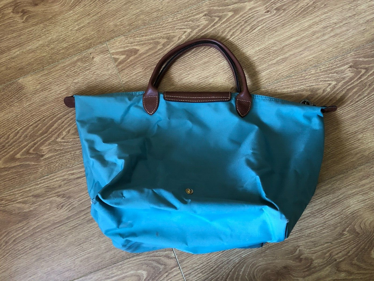 Longchamp Le Pliage Original Top Handle Medium Blue Tote Bag Rare