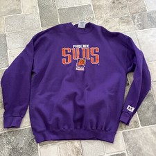 Vintage Logo Athletic PHOENIX SUNS Embroidered Sweatshirt XL USA Pullover Purple