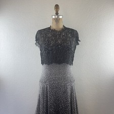 BCBG MaxAzria l 04 Caden Silk Ombr  Chantilly Lace Overlay Hankerchief Hem Dress