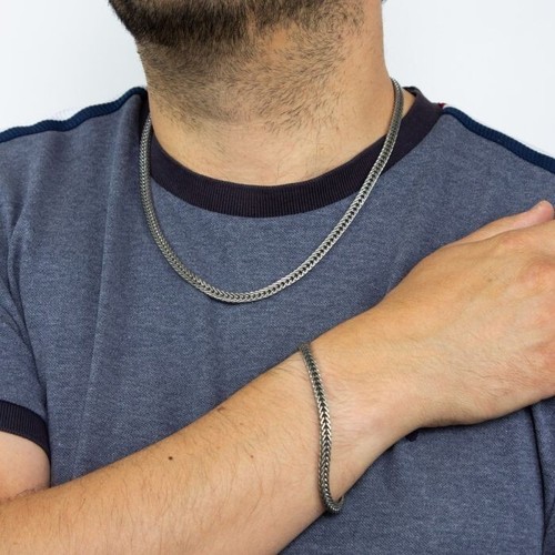 Fred Bennett Bracelet B5126 Men's Silver Oxidised Fox Tail Chain Bracelet - Picture 3 of 5