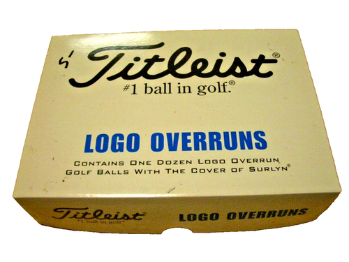 VINTAGE TITLEIST LOGO OVERRUN SURLYN GOLF BALLS - 12 - ORIGINAL BOX - NEW - Picture 2 of 4