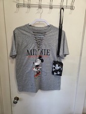 Haut femme Minnie Mouse taille M avec étui porte-monnaie/identification Mickey Mouse